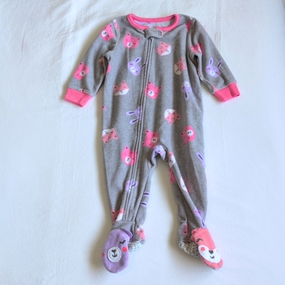 carter's 3-pack fleece zipper footie sleeper pajamas bundle 9 months baby girl - Picture 9 of 10